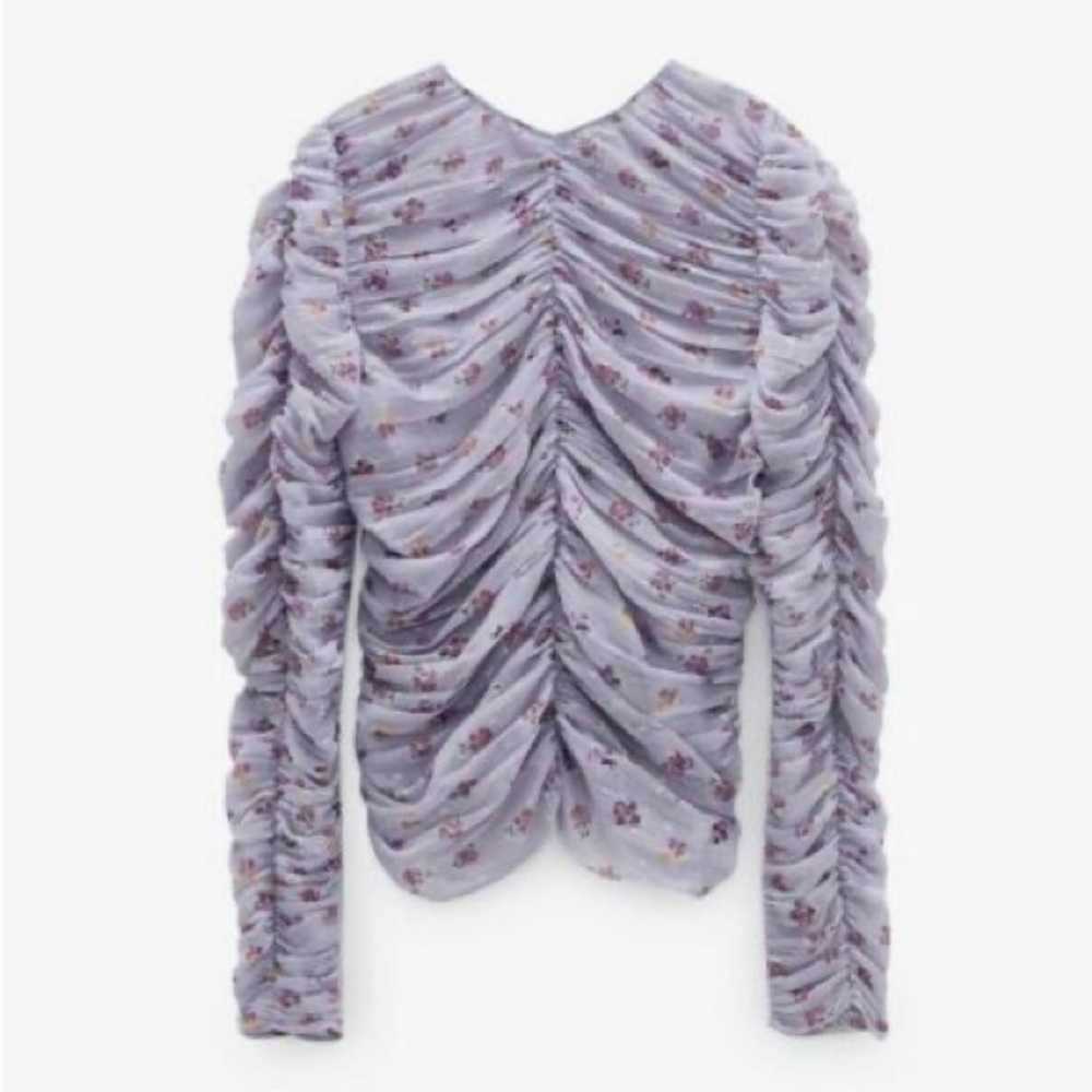 Zara Printed Ruched Blouse NWT Size S